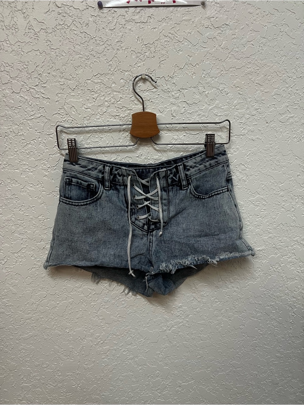 PacSun Lace-Up Mid-Rise Jean Shorts